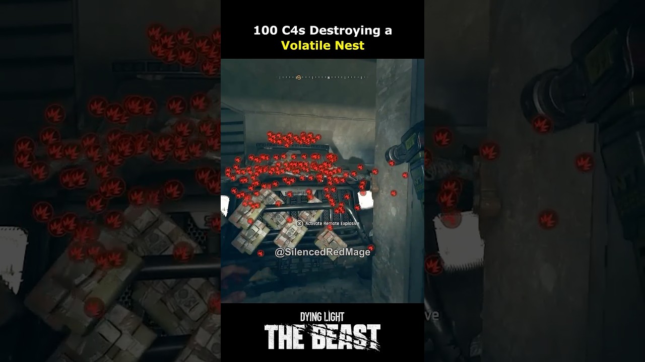 100 C4s Destroying a Volatile Nest #dyinglight #dyinglightthebeast
