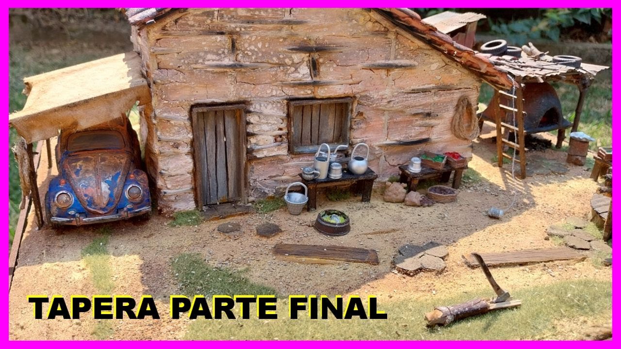 Como fazer mini casa realista casa de pau a pique , tapera parte 4