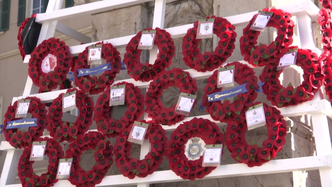 Wreaths are laid at British War Memorial on Remembrance Sunday