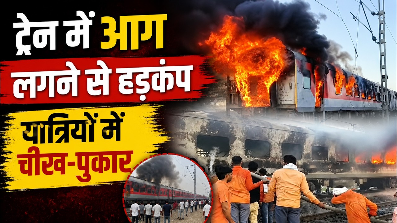 Ratlam Train Fire News: Panic on Rajdhani Express as Coach Catches Fire, Passengers Scream in Terror
