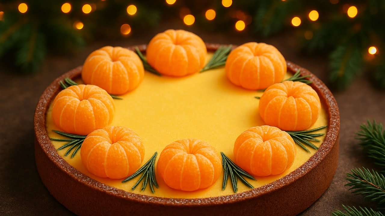 НОВОГОДНИЙ ЧИЗКЕЙК С МАНДАРИНАМИ — БЕЗ ВОЗНИ И ОЧЕНЬ БЫСТРО🍊