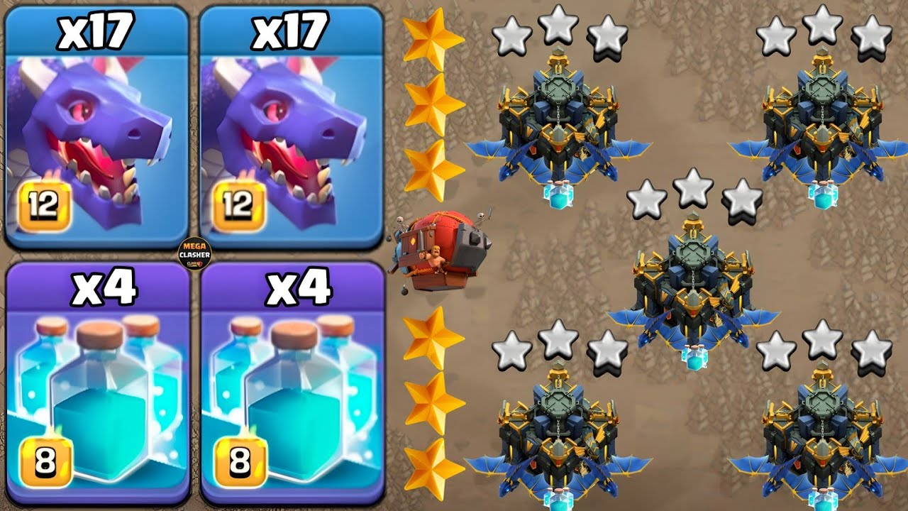 TH17 NEW ATTACK STRATEGY! Dragon With Clone Spell : CLASH OF CLANS #6