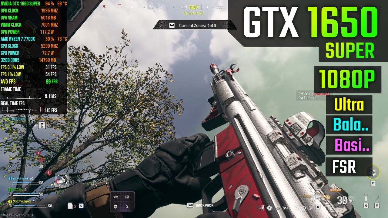 Call of Duty: Warzone : GTX 1650 SUPER 8GB (1080p All Settings)