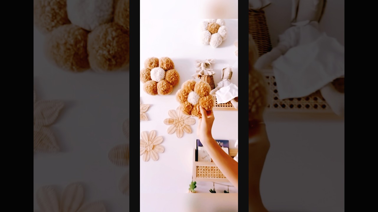Flor de Pompom f&aacute;cil #diy #tricotin #crochet
