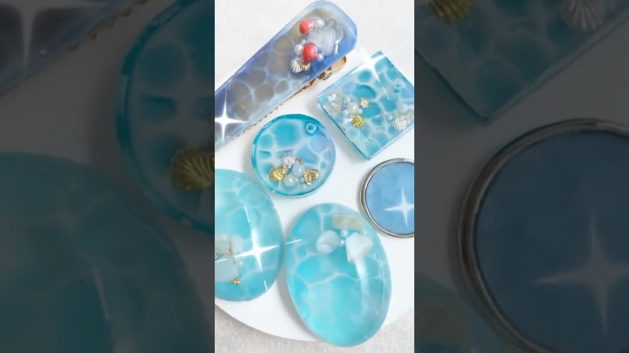 【初心者でも簡単！海塗りレジン】How to make sea resin! #Shorts　詳細は「･･･」をクリック♪→