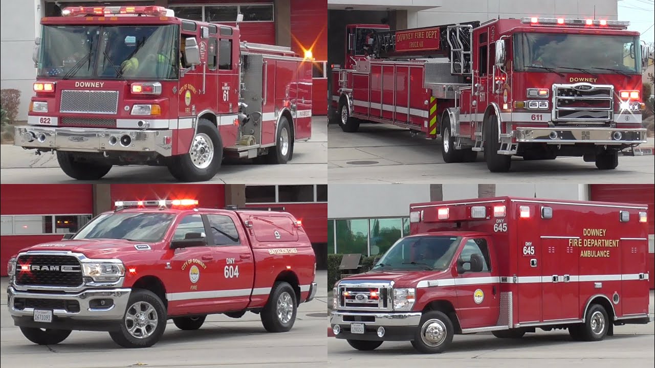 *HOUSE DUMP* Downey Fire Dept. NEW Truck 611 NEW Battalion 604 Medic Engine 61 & BLS645 Responding