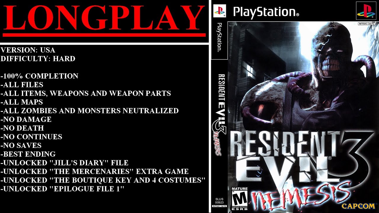 Resident Evil 3: Nemesis [USA] (PlayStation) - (Longplay | Hard Difficulty | Best Ending Path)