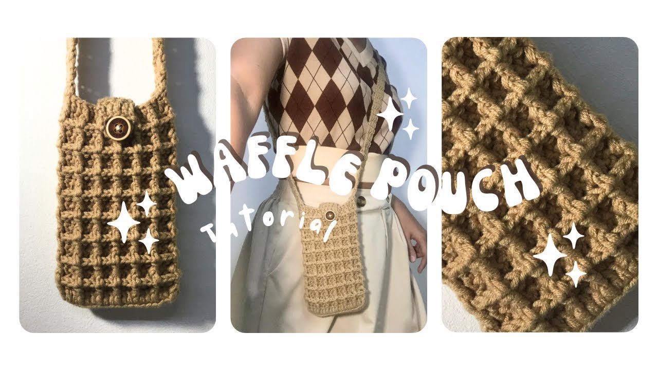 Crochet waffle phone pouch | tutorial + written pattern