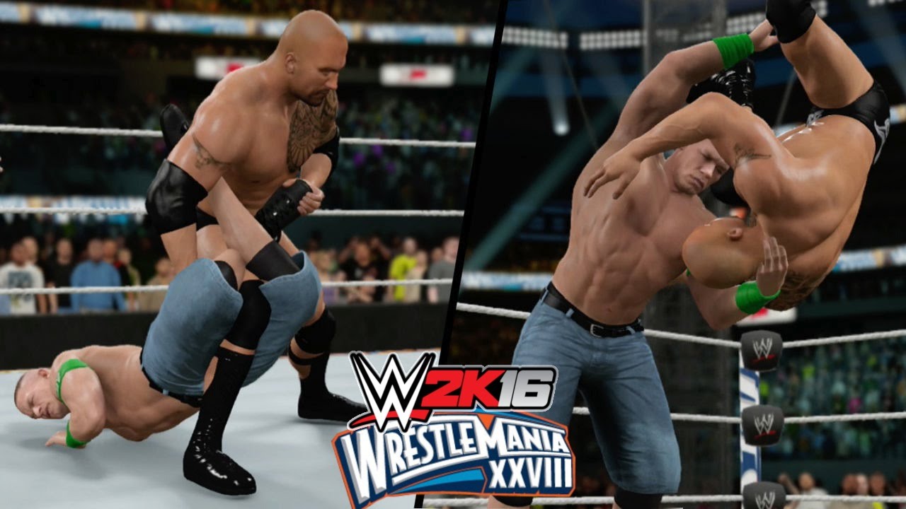 WWE 2K16 - The Rock vs. John Cena Highlights! (WrestleMania 28)