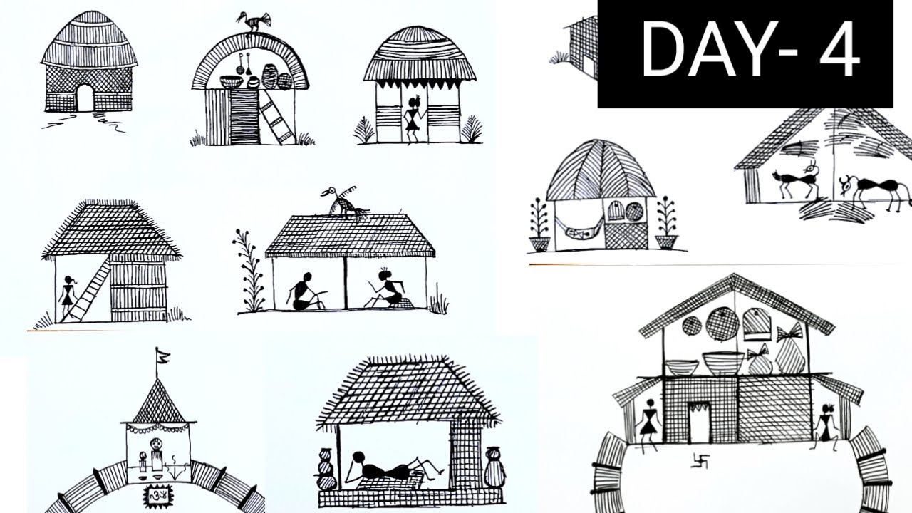 Warli painting series for beginners| Day-4| warli house | explanation in Hindi