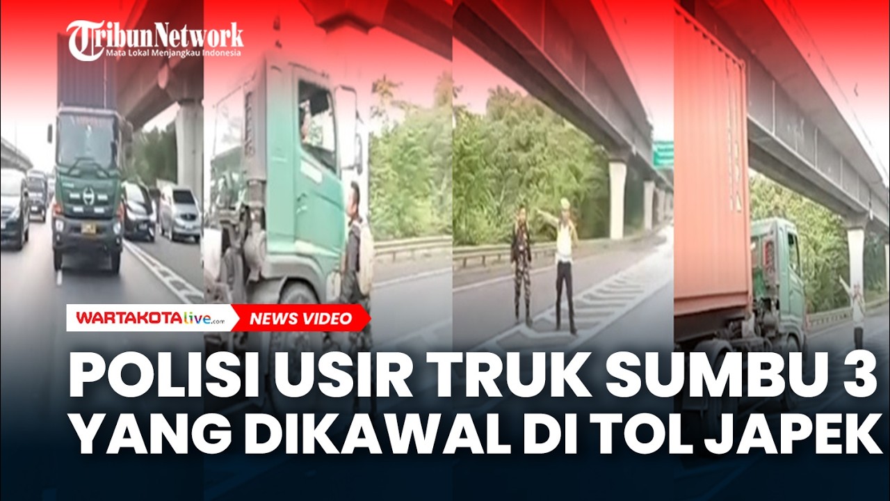 BANDEL, Polisi Usir Truk Sumbu 3 yang Dikawal di Tol Japek saat Arus Mudik Lebaran