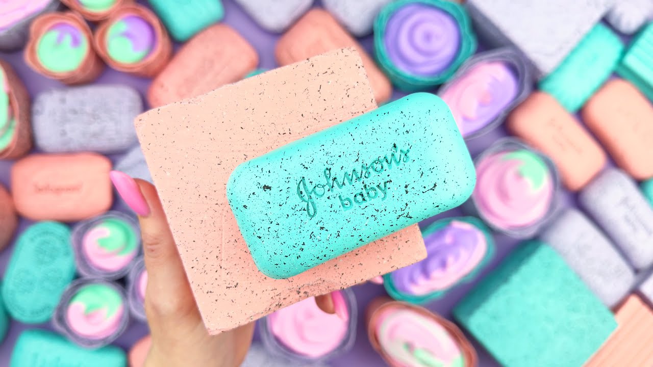 [ASMR] Sleep-Inducing Soap Carving & Glitter Foam Pressing | Relaxing Brain Massage (No Talking)