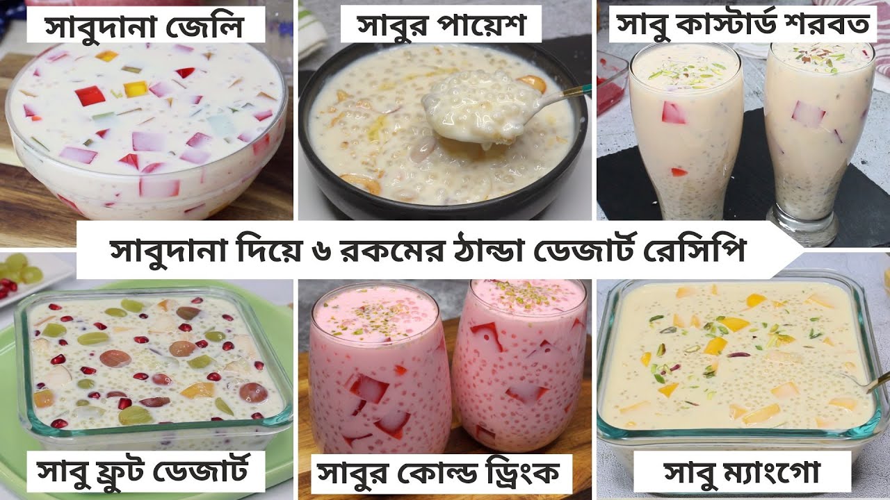 ৬ টি ভিন্ন স্বাদে রমজানে ইফতারে প্রাণ ঠাণ্ডা করা সব সাবুদানার ডেজার্ট | Iftar Special Dessert Recipe
