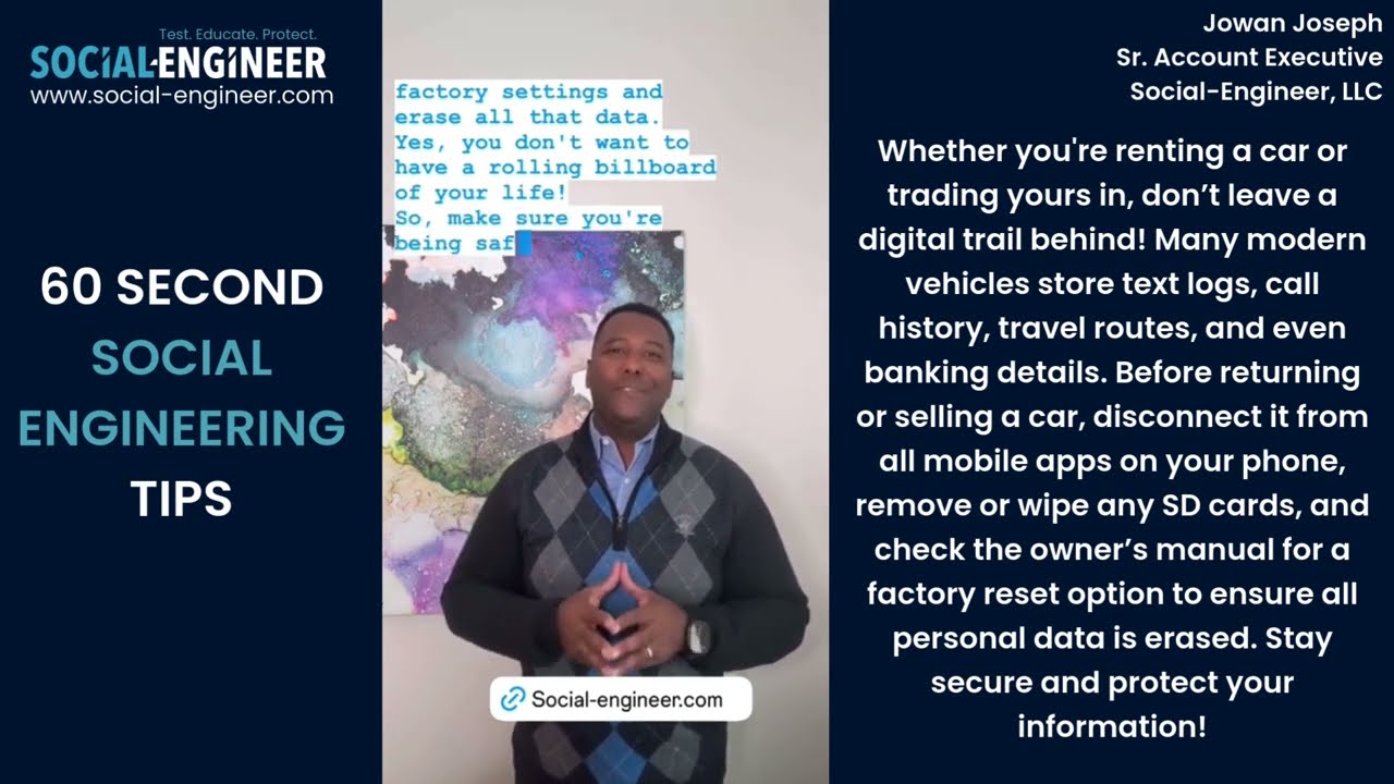 Vehicle Information Safety - 60 Second Social Engineering Tip