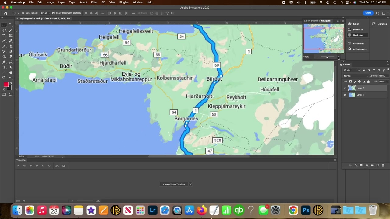 Используйте Photoshop для создания анимированного маршрута из Google Maps менее чем за 5 минут.