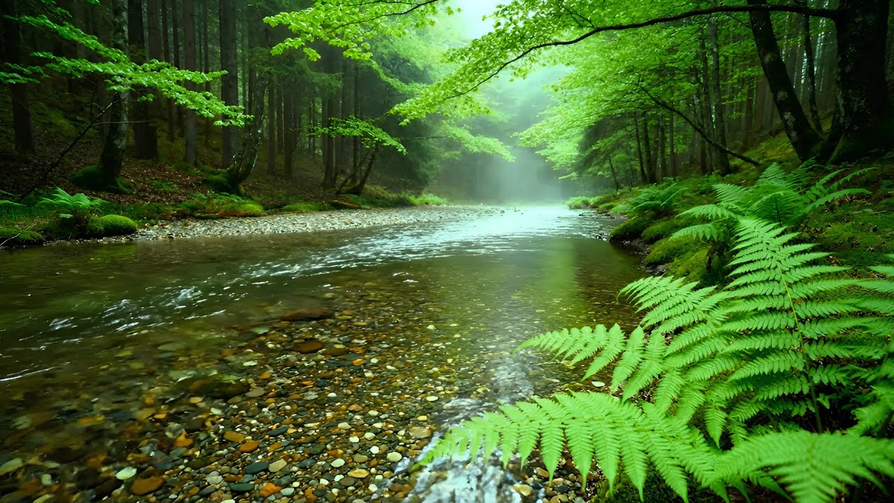 Forest Ambience Birds Singing Beautiful Stream Sounds for Peaceful Sleep, Rest, Study, Medicine ASMR