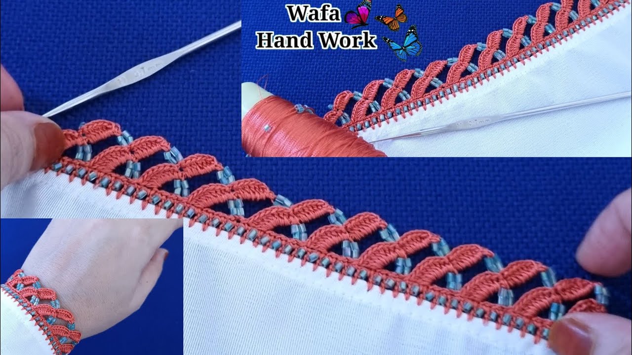 New Qureshia Desgain 😍 Haw To Crochet Beads 🧕 Jalabiya, Dupatta, Neck, sleves کروشیا ڈیزائن_कुरेशीया