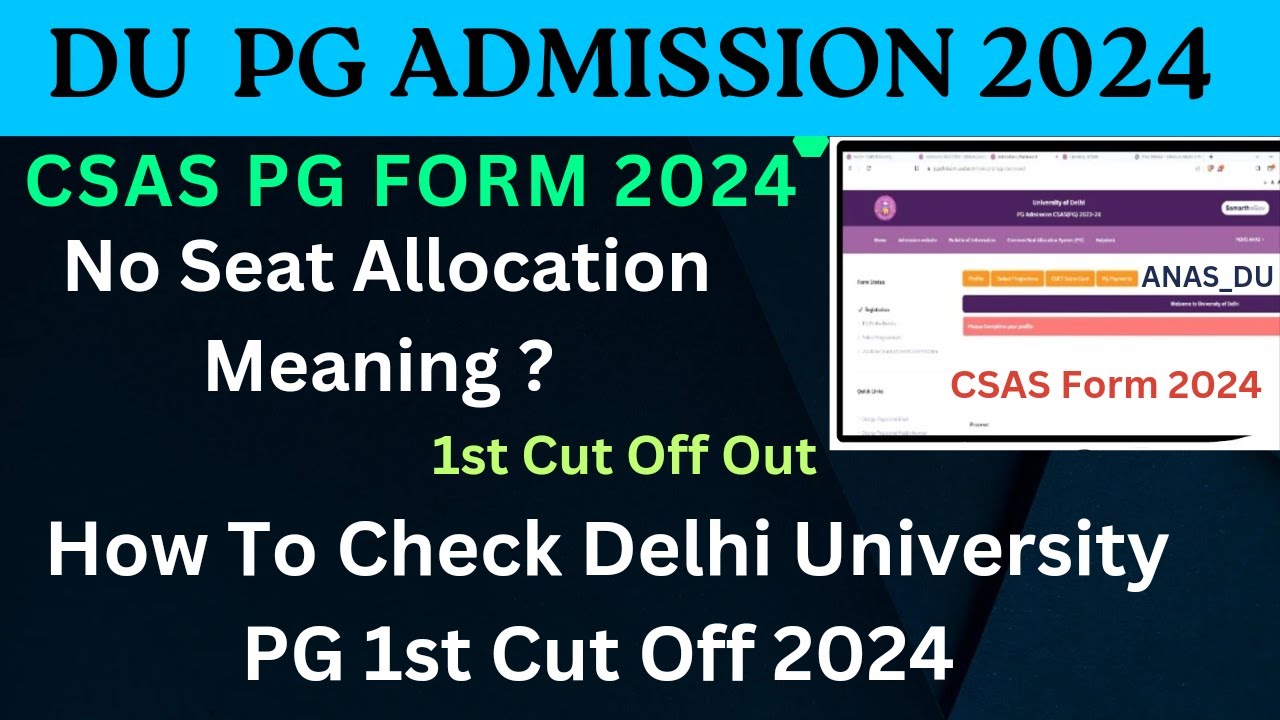 How To Check Delhi University PG 1st Cut Off 2024 #anas_du