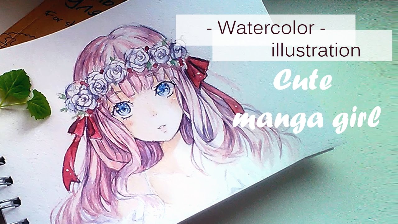 Watercolor Painting Timelapse Manga girl