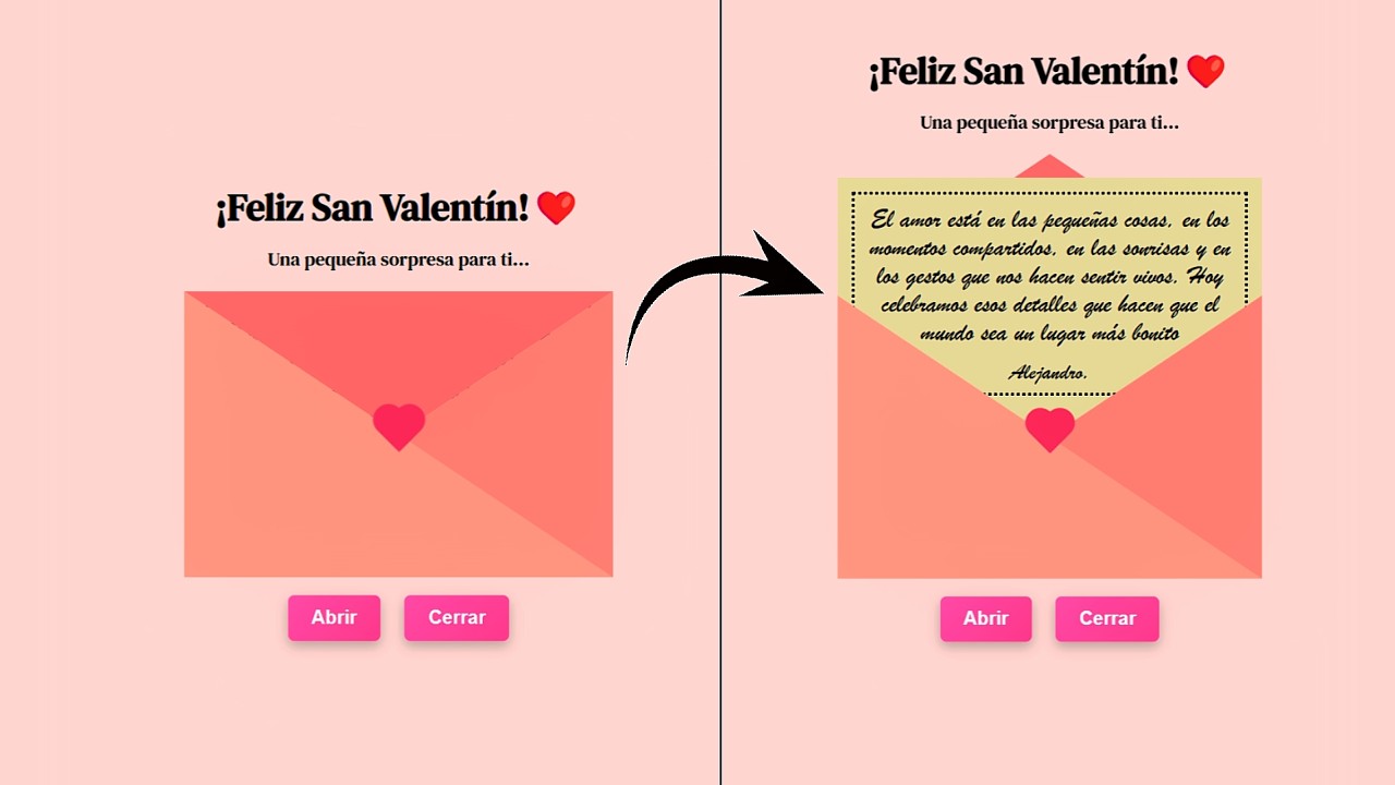 📜✨ ¡Crea una Carta Animada con HTML, CSS y JavaScript para San Valentín! ❤️ (Fácil y Paso a Paso)