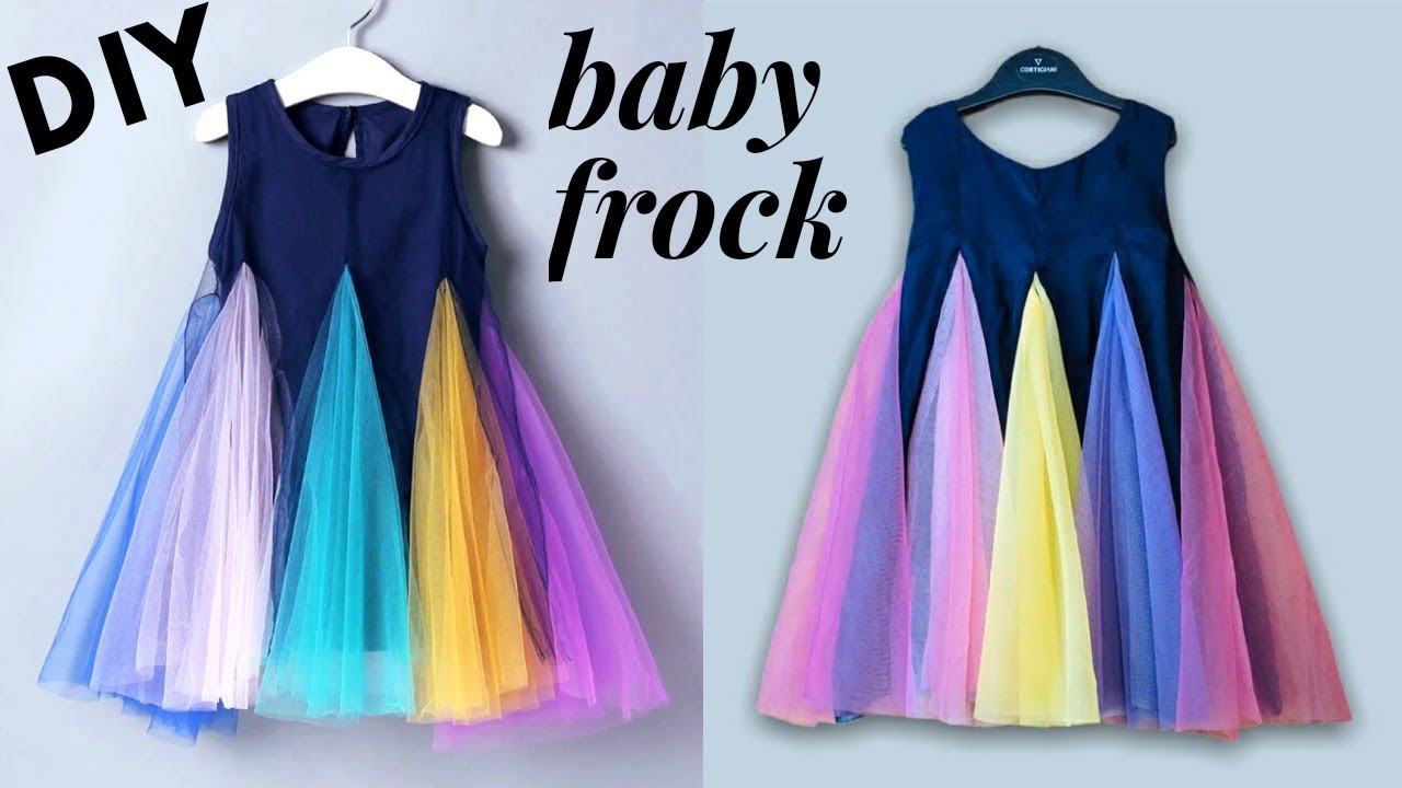 Baby Frock Cutting and Stitching | Rainbow Striped patching dress | 4 year baby frock design