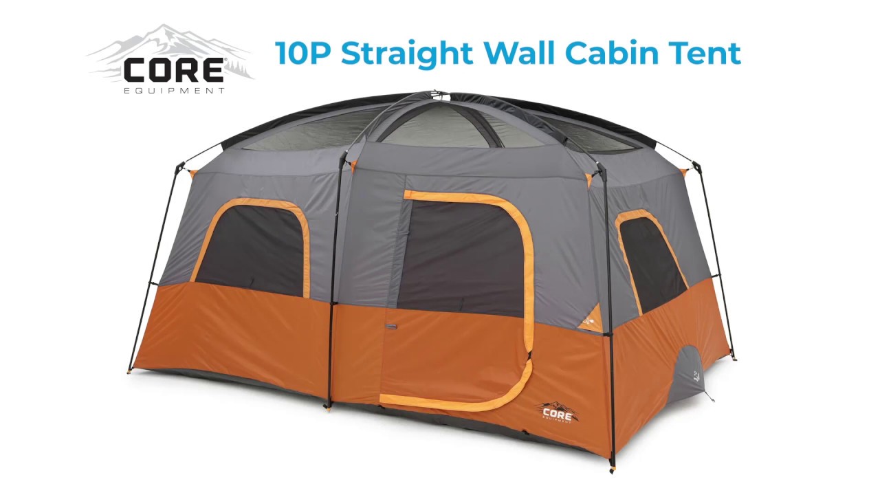 CORE® Equipment 10 Person Straight Wall Cabin Tent Setup