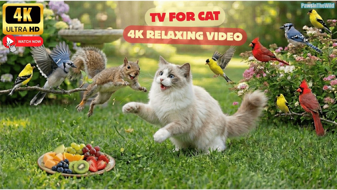 TV for Cats 🐦🐤 Adorable Birds in a Peaceful Garden for Endless Relaxation | 1+ Hour Full 4K 60FPS