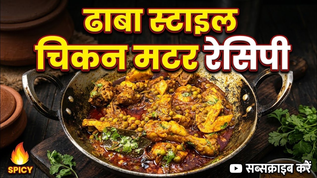 चिकन मटर रेसिपी बिल्कुल ढाबा स्टाइल मे।एक बार जरूर बनाएं।Chicken matar recipe exactly in dhaba style