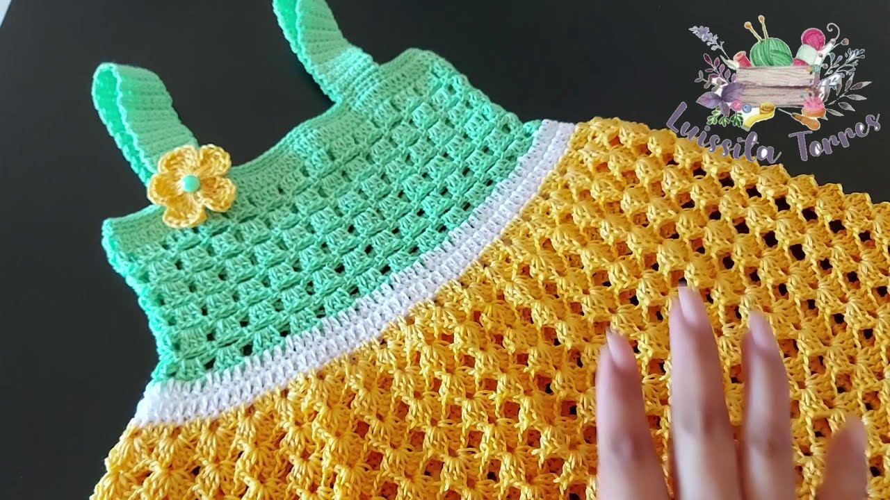 VESTIDO *GIRASOL* TEJIDO A CROCHET PARA BEBÉ - PASO A PASO - TEJIDO FÁCIL -