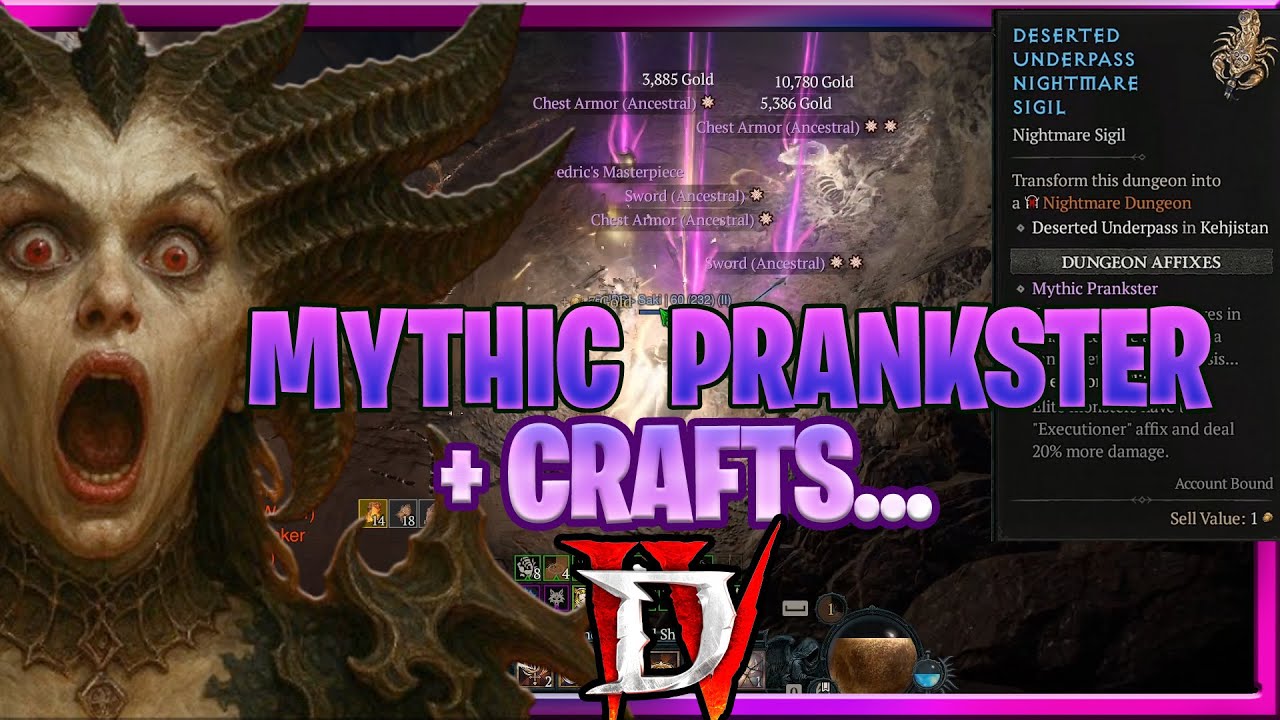Diablo 4 Season 11 Opening Mythic Prankster And Crafting 2 INSANE Mythics Sanctifications...