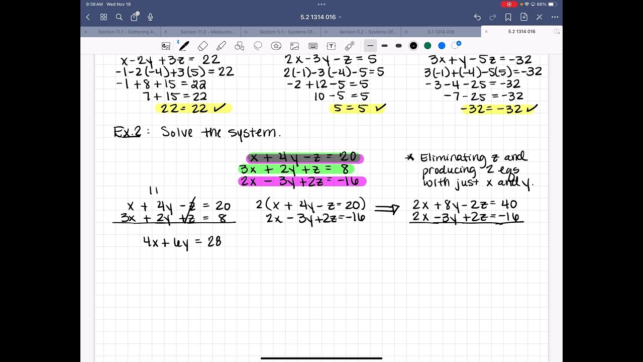 Section 5.2 - Systems of Linear Equations in Three Variables