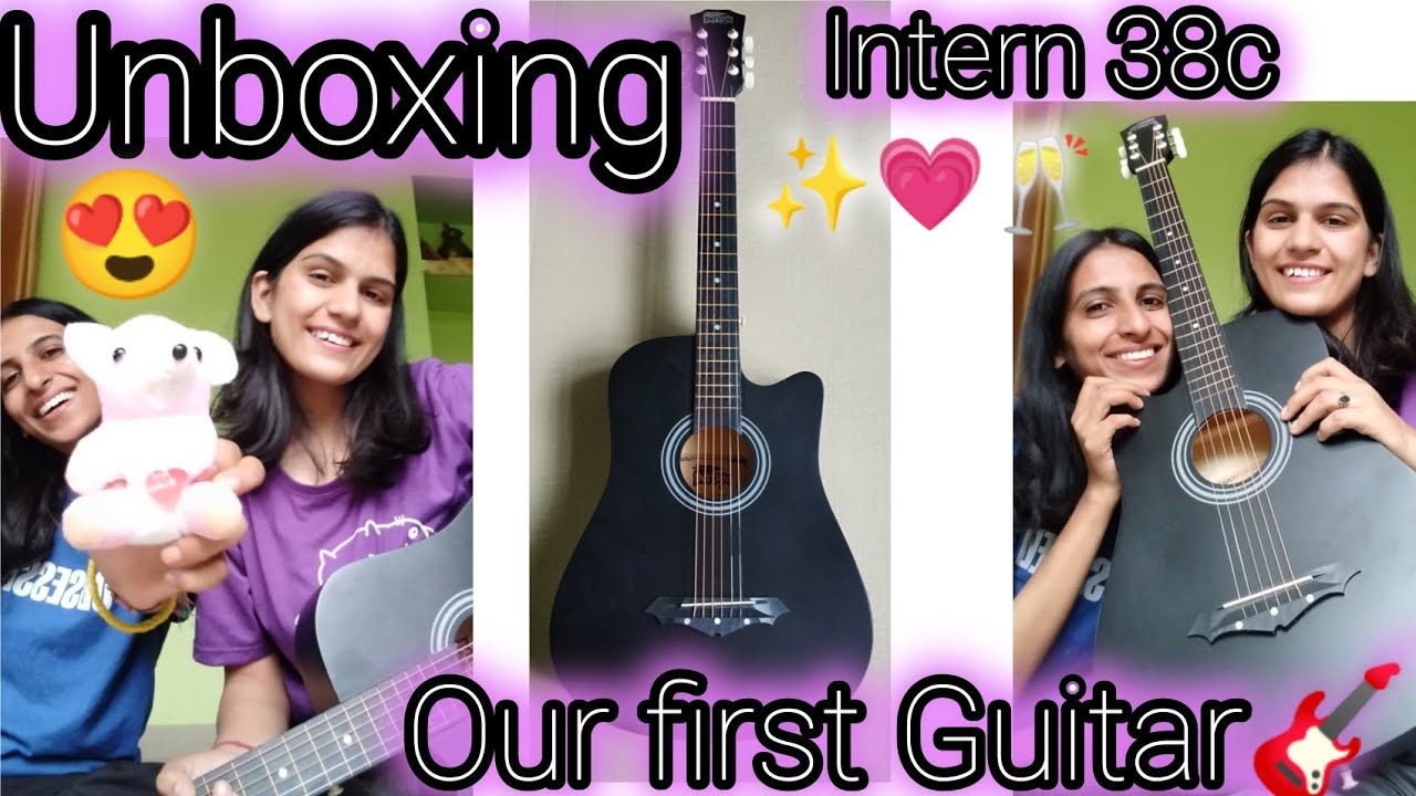 Unboxing Our FIRST EVER Guitar 🎸|| Intern 38c Guitar✨|| Upbeat Shivamira ||