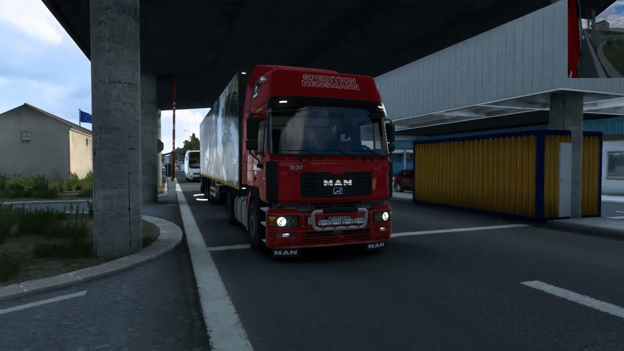 ETS 2 - Promods Greece in MAN F2000 with V10 D2840 Open pipe sound and dragon girl trailer skin