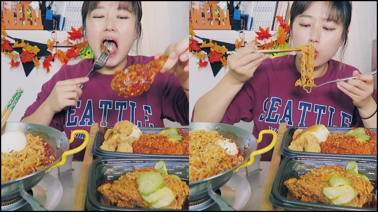 NEW! KFC Honey Mustard Chicken + Cool Super Spicy Noodles Mukbang