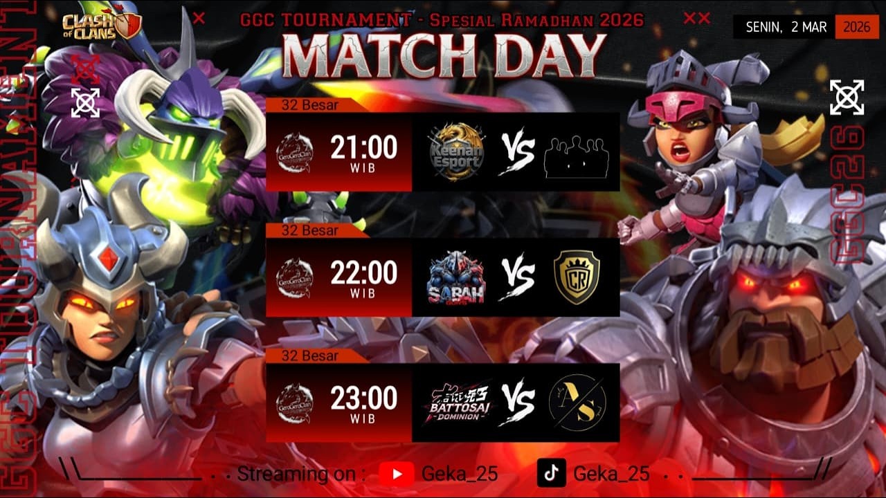 🔴 LIVE - 32 BESAR GEROGEROCLAN TOURNAMENT SPECIAL RAMADHAN - TH 18 PRO MATCH - CLASH OF CLANS