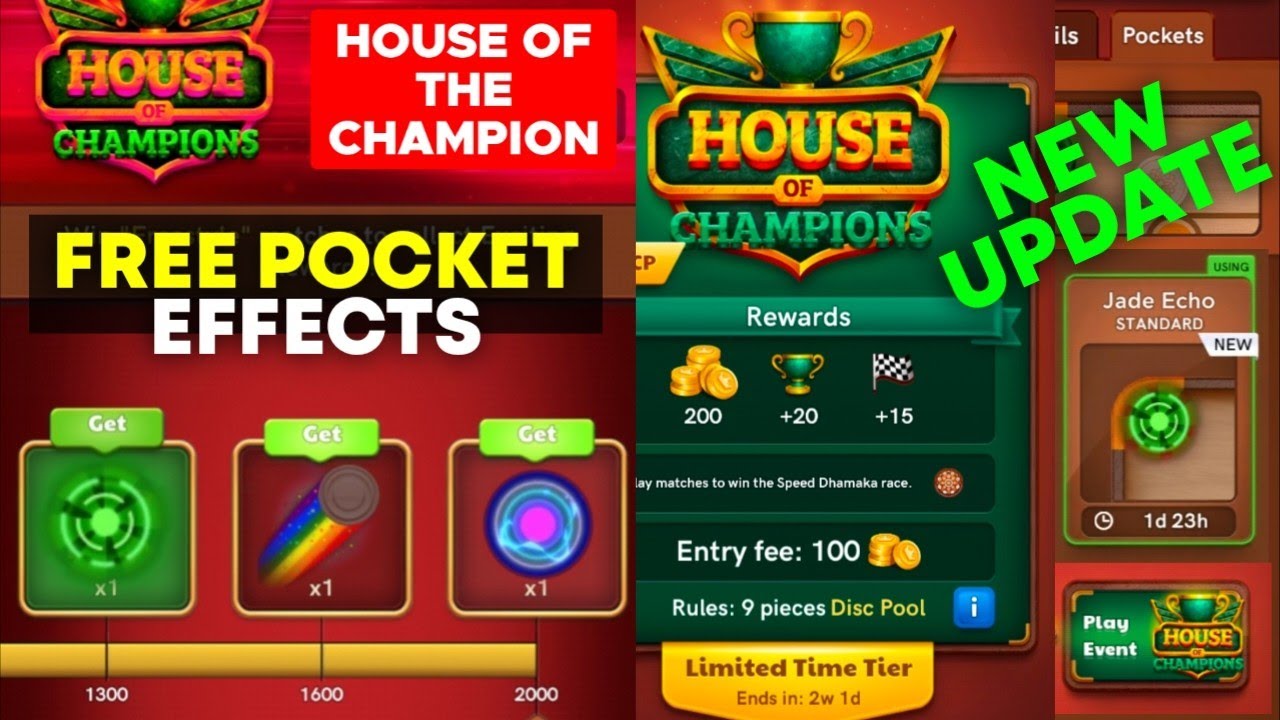 CARROM POOL NEW UPDATES | HOUSE OF THE CHAMPIONS EVENT NOT SHOWING | JAMOT GAMING 