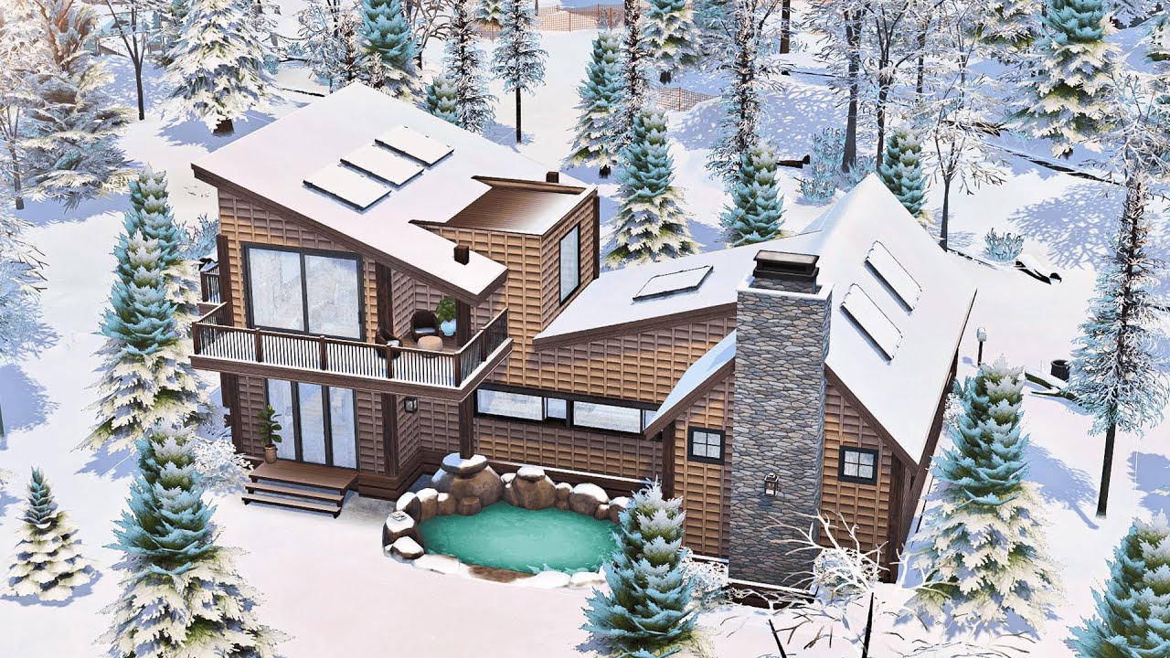 Уютный зимний горный домик для отдыха | Быстрая постройка и обзор в Sims 4 | Без пользовательског...