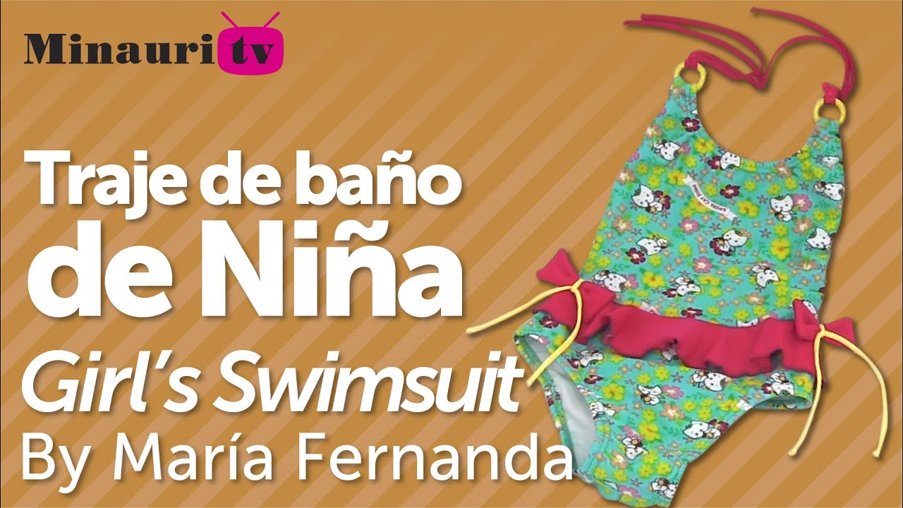 🏊⛱Bañador niña coser fácil con patrón gratis tallas 4-6-8 (girls swimwear - traje baño - fato banho)