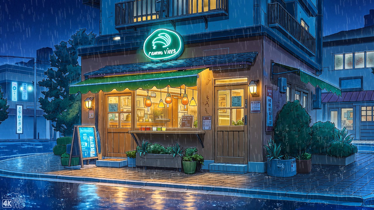 Peaceful Japanese Rain Night 🍜 Cozy Ramen Shop Lofi For Sleep & Chill 🌧️ Pluviophile Lofi Songs