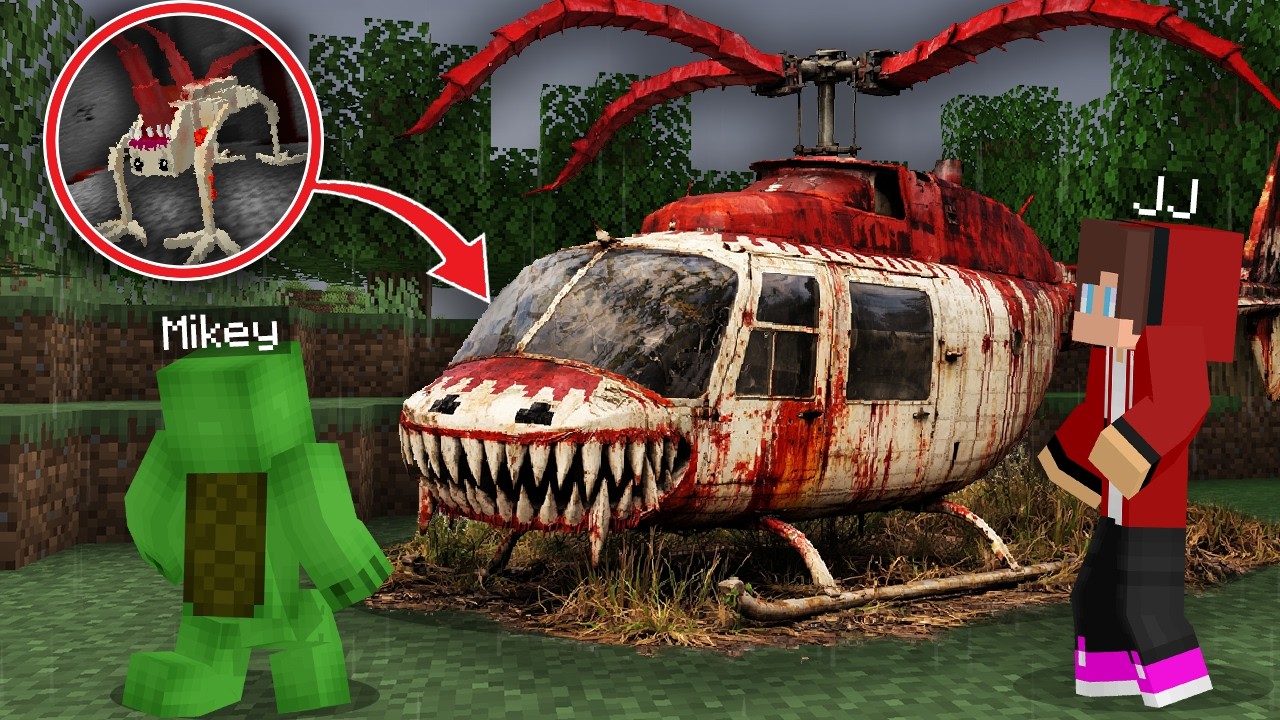 JJ and Mikey Found Abandoned PATIENT Helicopter in Minecraft !? Maizen