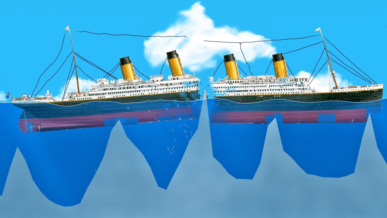 Different Ships Grazes a Reef and Sinks in Floating Sandbox