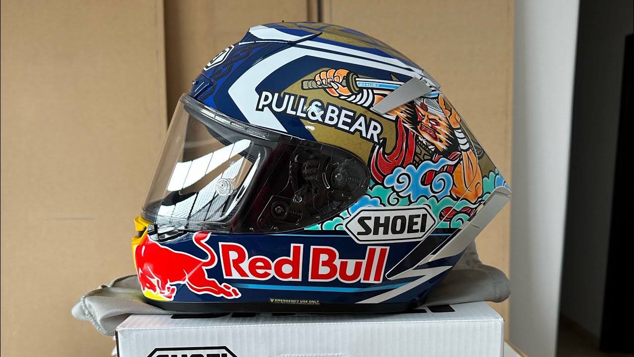 Unboxing capacete shoei de corrida. Abrindo o recebido comprado da shopee shoei red bull