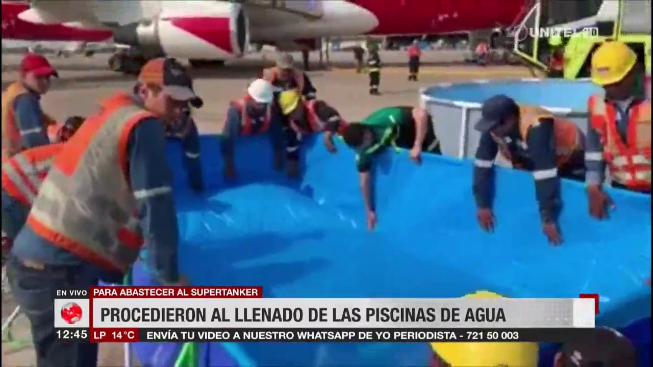 Así procedieron a cargar agua en el avión Supertanker en Viru Viru