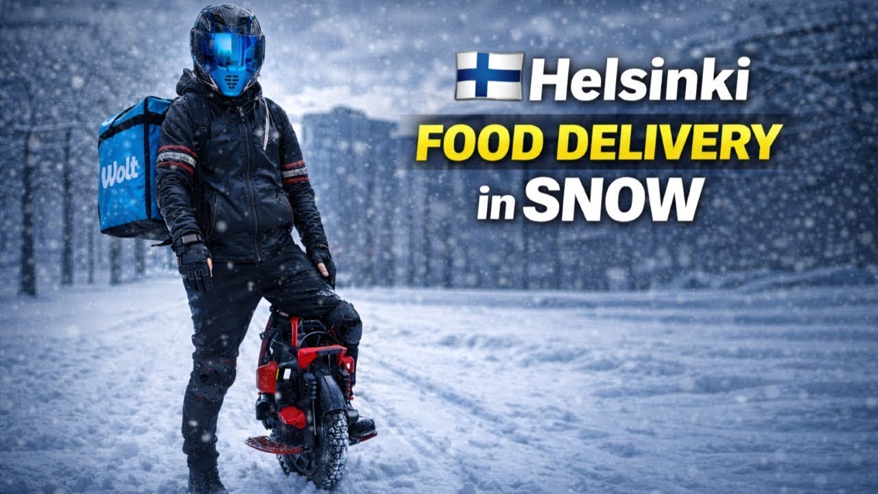 🇫🇮 Helsinki | 23.01.26 SNOWY -14С FOOD DELIVERIES on Electric Unicycle | POV GoPro