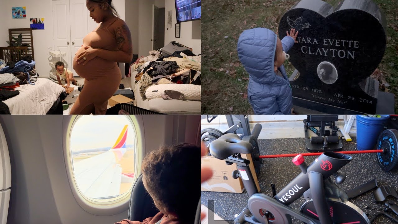 VLOG| A Flight Home| Cemetery Visit with Toddler| Nesting Third Trimester | Yesoul Bike Review