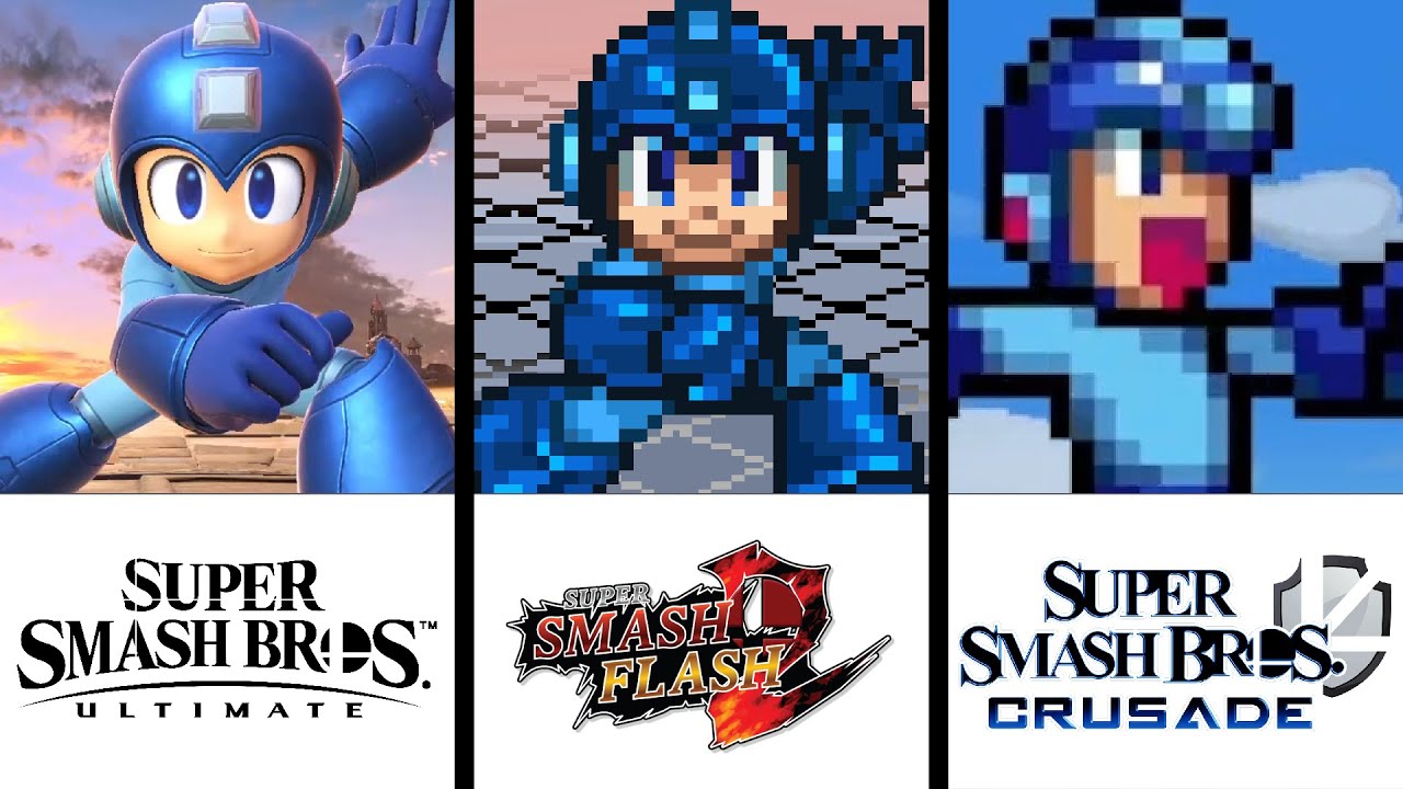 Super Comparison | Mega Man Moveset | Smash Bros. Ultimate vs SSF2 vs SSBC