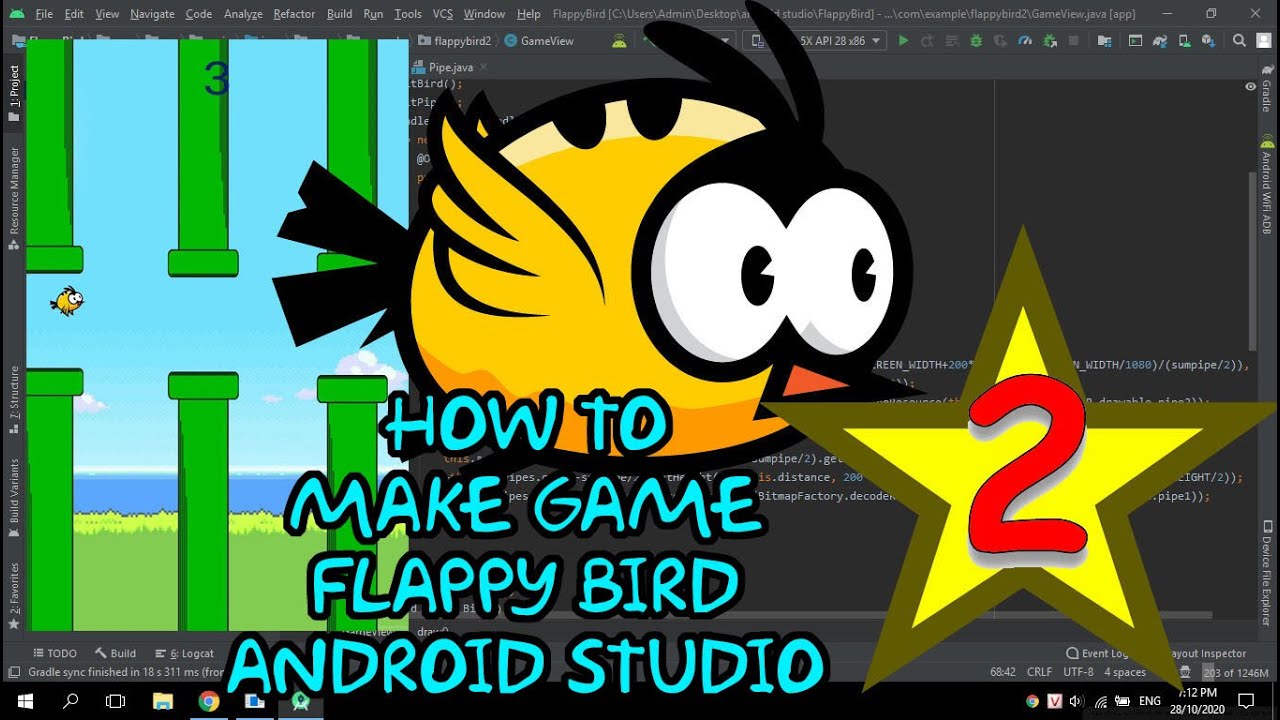 Android Studio Game Tutorial Make game Flappy Bird - Part 2 -(Create Water Pipes)