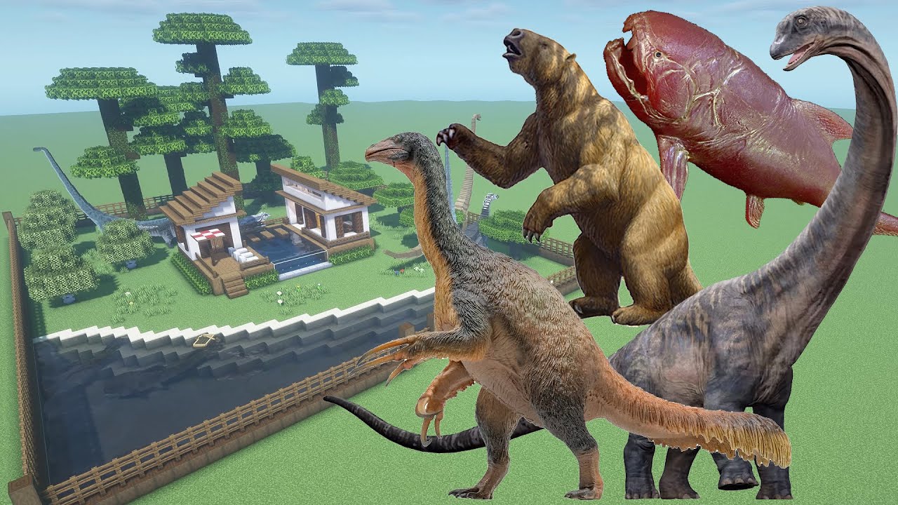 How To Make a Megatherium, Therizinosaurus, Dreadnoughtus, and Dunkleosteus Farm in Minecraft PE