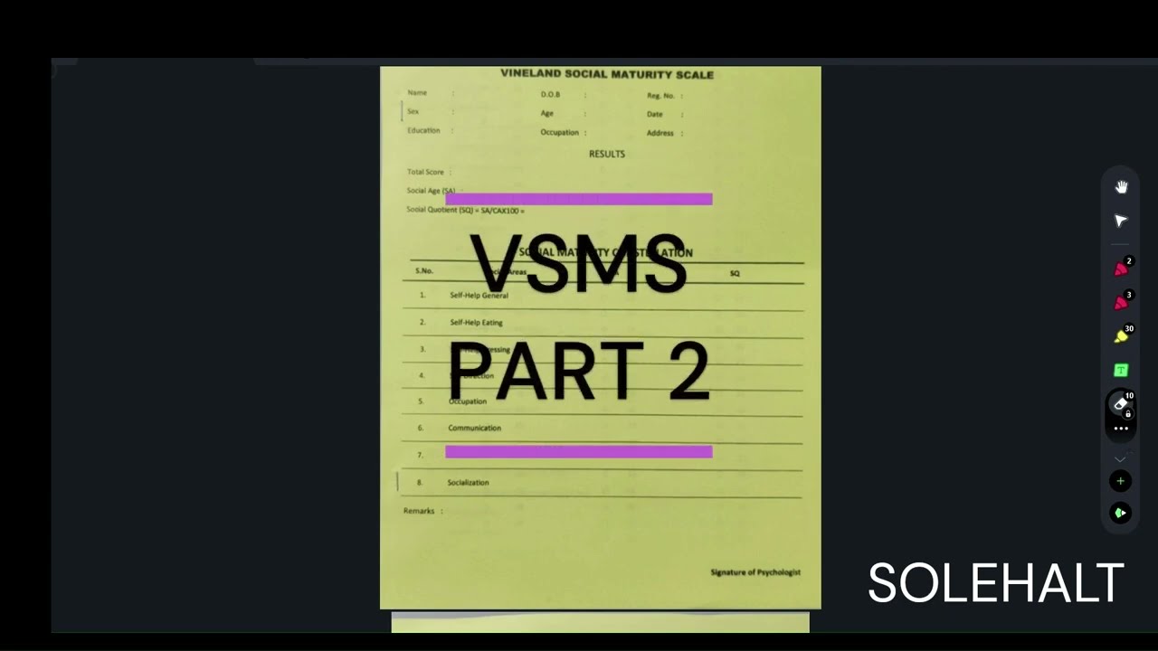 Scoring of Vineland Social Maturity Scale - Part 2