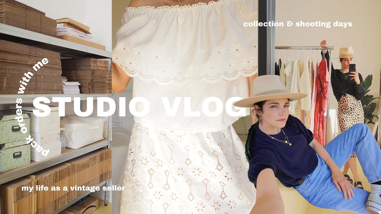 studio vlog 🌈 relaxing studio days, bts of my vintage shop, come thrifting with me, packing orders 🦋